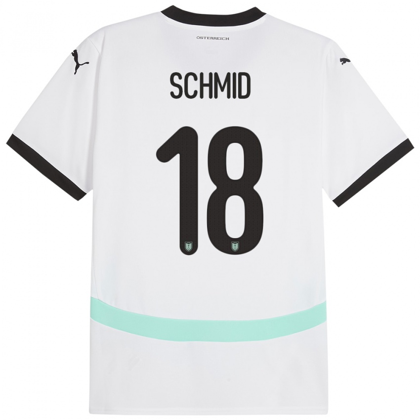 Hombre Camiseta Austria Romano Schmid #18 Blanco 2ª Equipación 24-26 La Camisa Perú