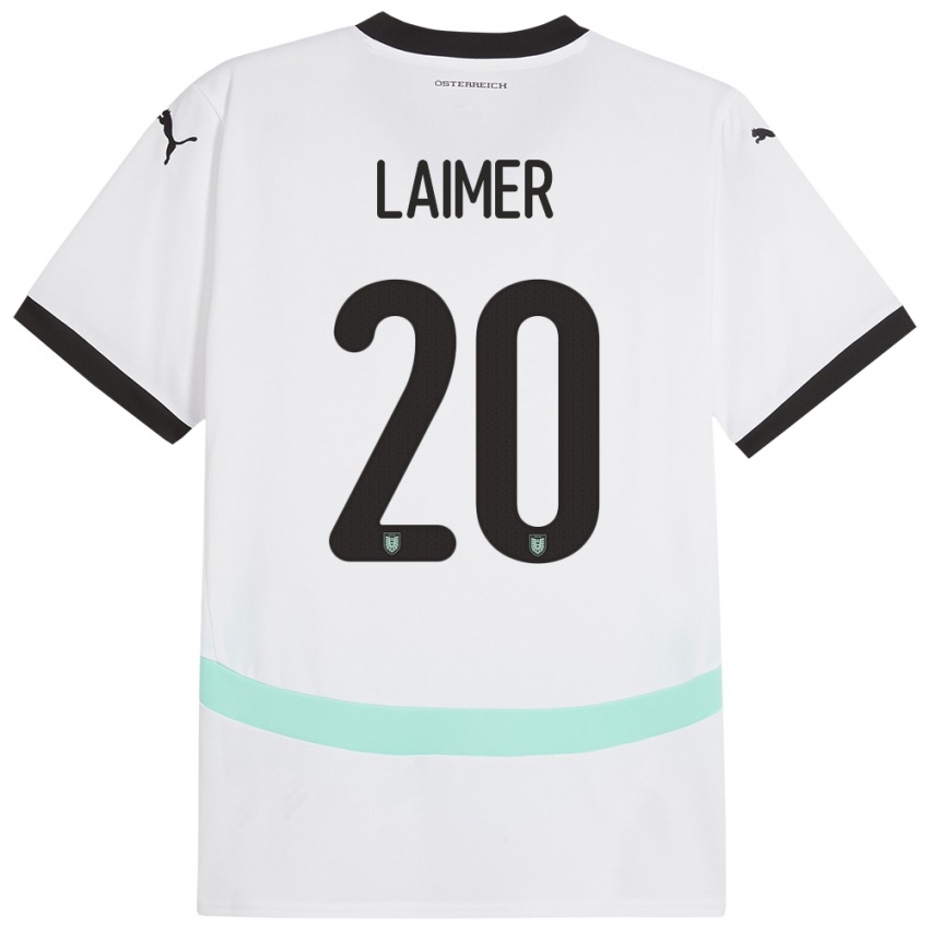 Hombre Camiseta Austria Konrad Laimer #20 Blanco 2ª Equipación 24-26 La Camisa Perú