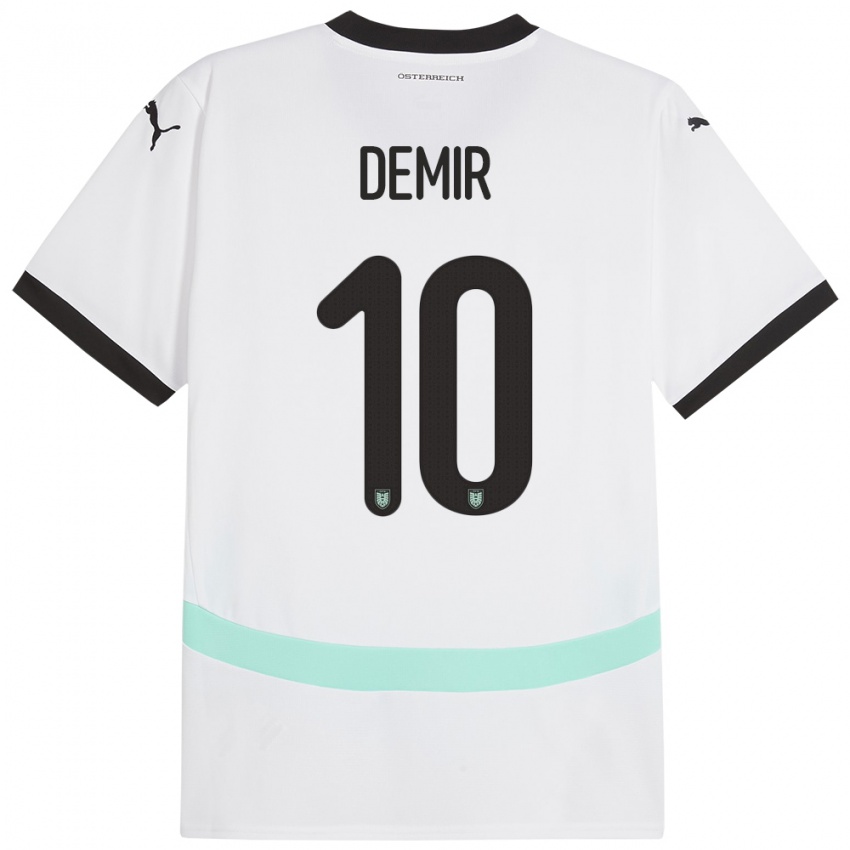 Hombre Camiseta Austria Yusuf Demir #10 Blanco 2ª Equipación 24-26 La Camisa Perú