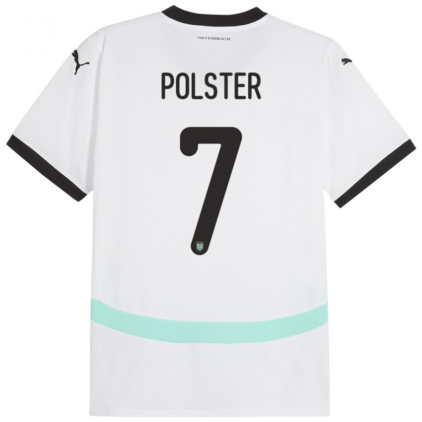 Hombre Camiseta Austria Manuel Polster #7 Blanco 2ª Equipación 24-26 La Camisa Perú