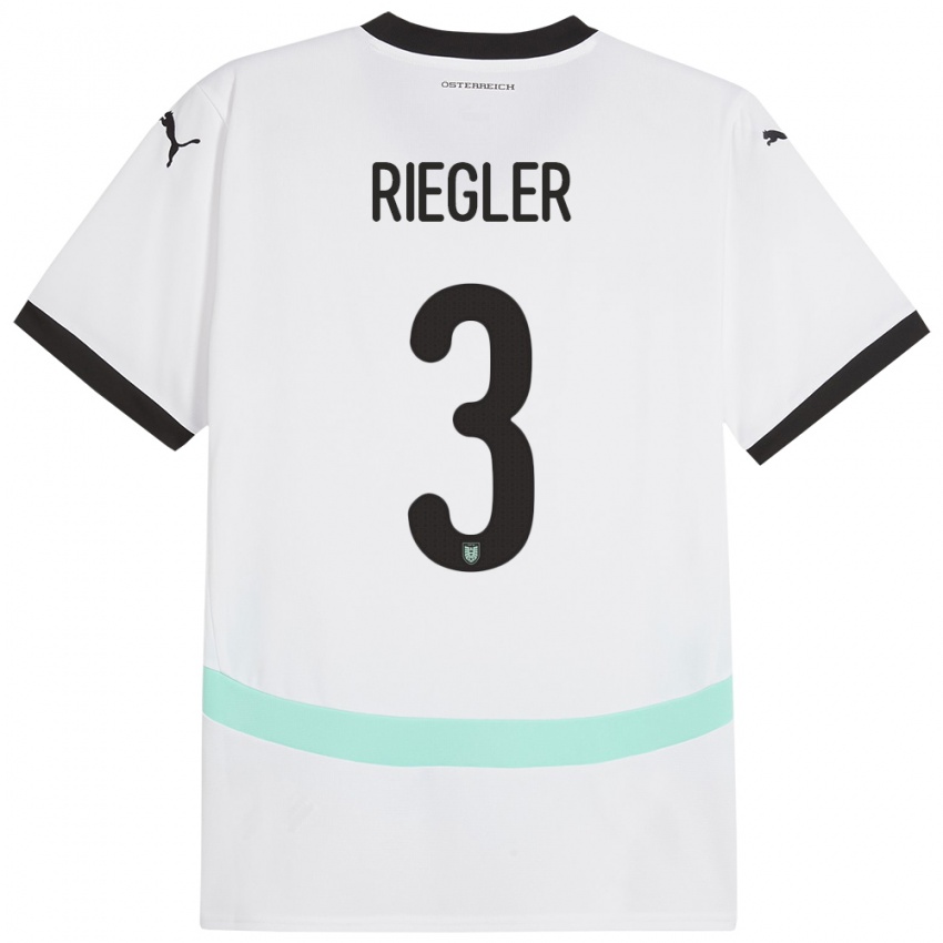 Hombre Camiseta Austria David Riegler #3 Blanco 2ª Equipación 24-26 La Camisa Perú