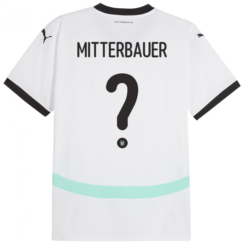 Hombre Camiseta Austria Elias Mitterbauer #0 Blanco 2ª Equipación 24-26 La Camisa Perú