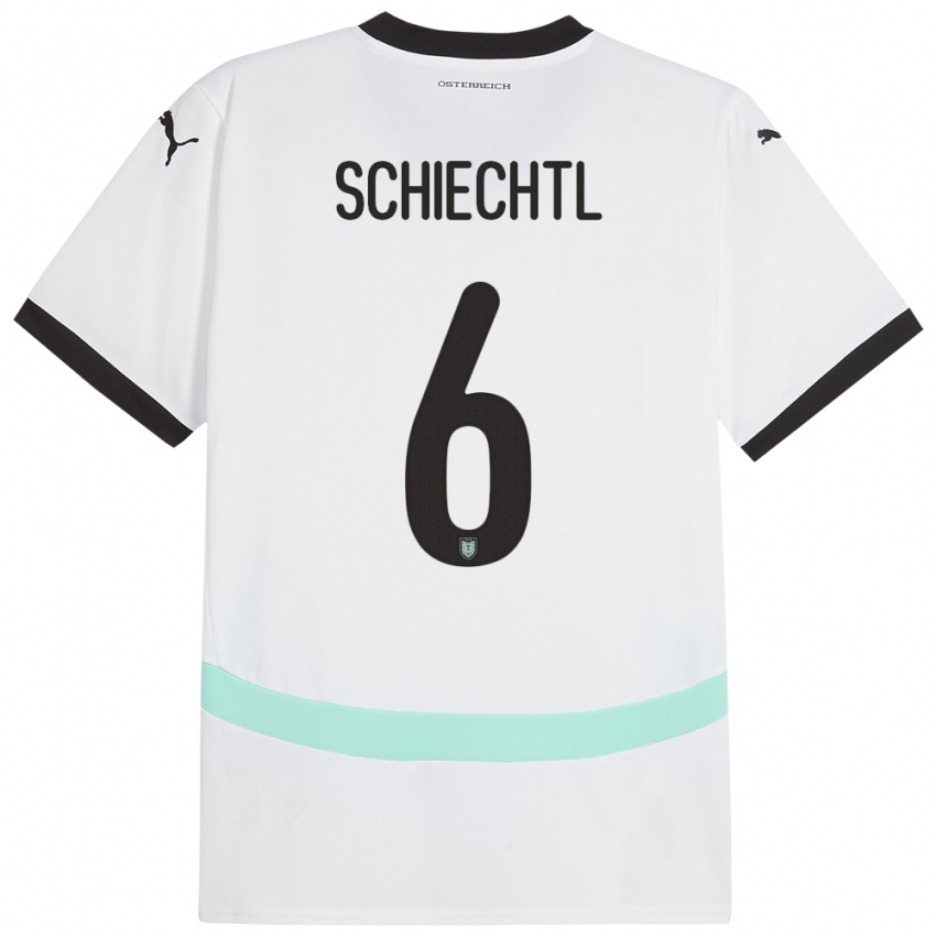 Hombre Camiseta Austria Katharina Schiechtl #6 Blanco 2ª Equipación 24-26 La Camisa Perú