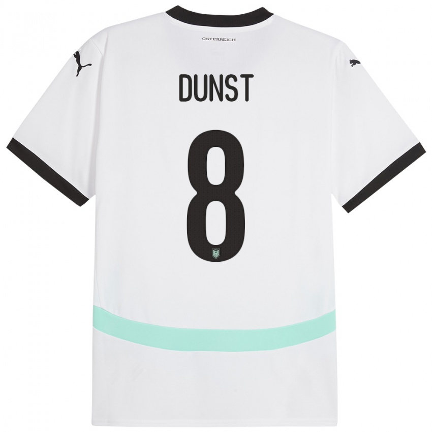 Hombre Camiseta Austria Barbara Dunst #8 Blanco 2ª Equipación 24-26 La Camisa Perú