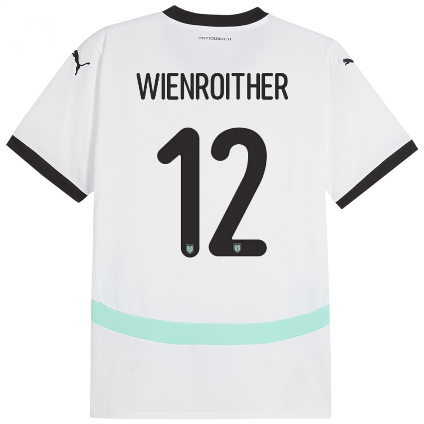 Hombre Camiseta Austria Laura Wienroither #12 Blanco 2ª Equipación 24-26 La Camisa Perú