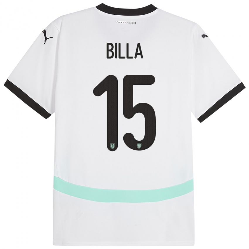 Hombre Camiseta Austria Nicole Billa #15 Blanco 2ª Equipación 24-26 La Camisa Perú