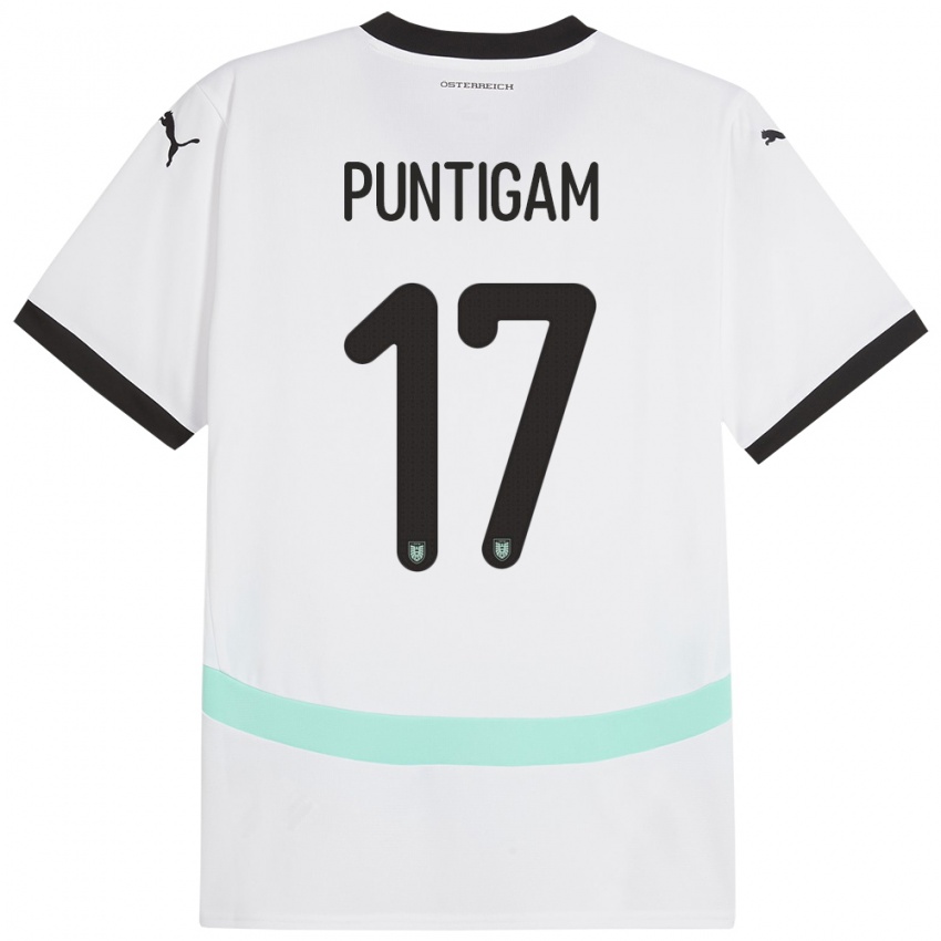 Hombre Camiseta Austria Sarah Puntigam #17 Blanco 2ª Equipación 24-26 La Camisa Perú