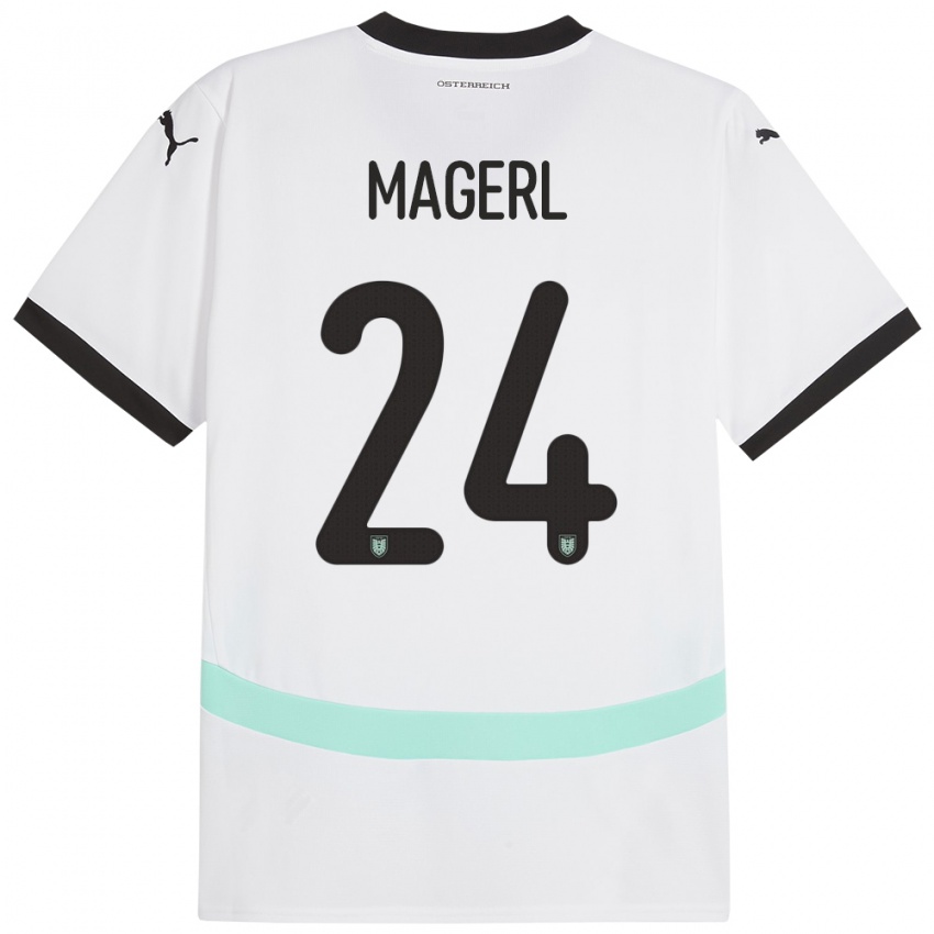 Hombre Camiseta Austria Julia Magerl #24 Blanco 2ª Equipación 24-26 La Camisa Perú