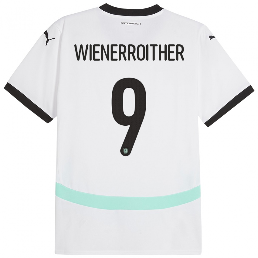 Hombre Camiseta Austria Katja Wienerroither #9 Blanco 2ª Equipación 24-26 La Camisa Perú