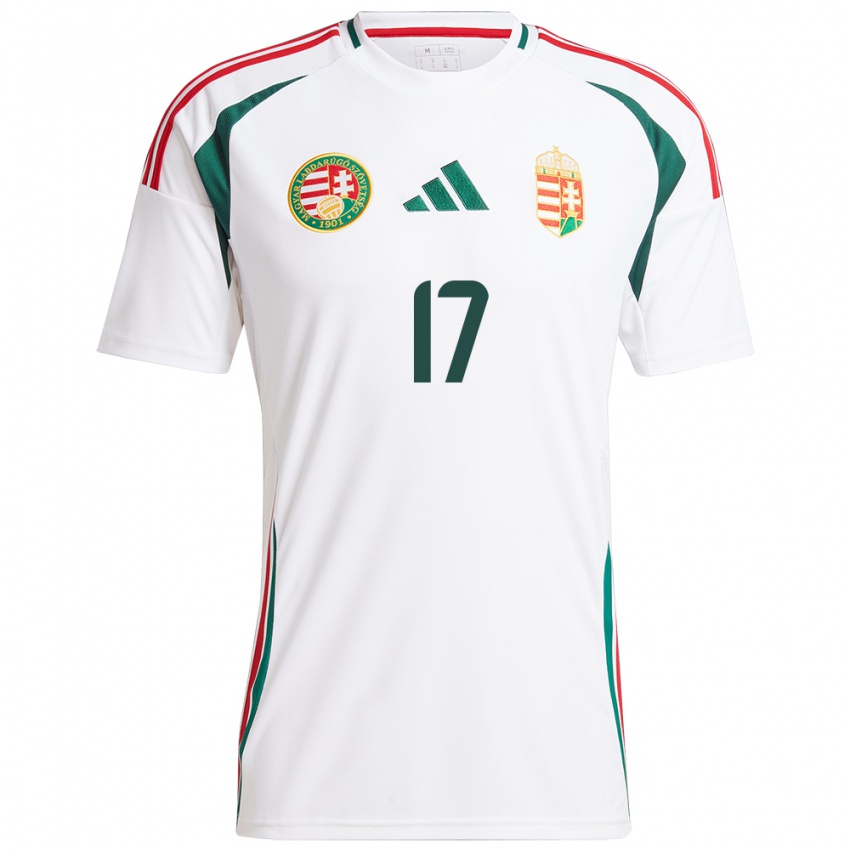 Hombre Camiseta Hungría Mátyás Kovács #17 Blanco 2ª Equipación 24-26 La Camisa Perú