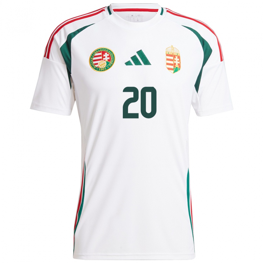 Hombre Camiseta Hungría Kinga Sikler #20 Blanco 2ª Equipación 24-26 La Camisa Perú