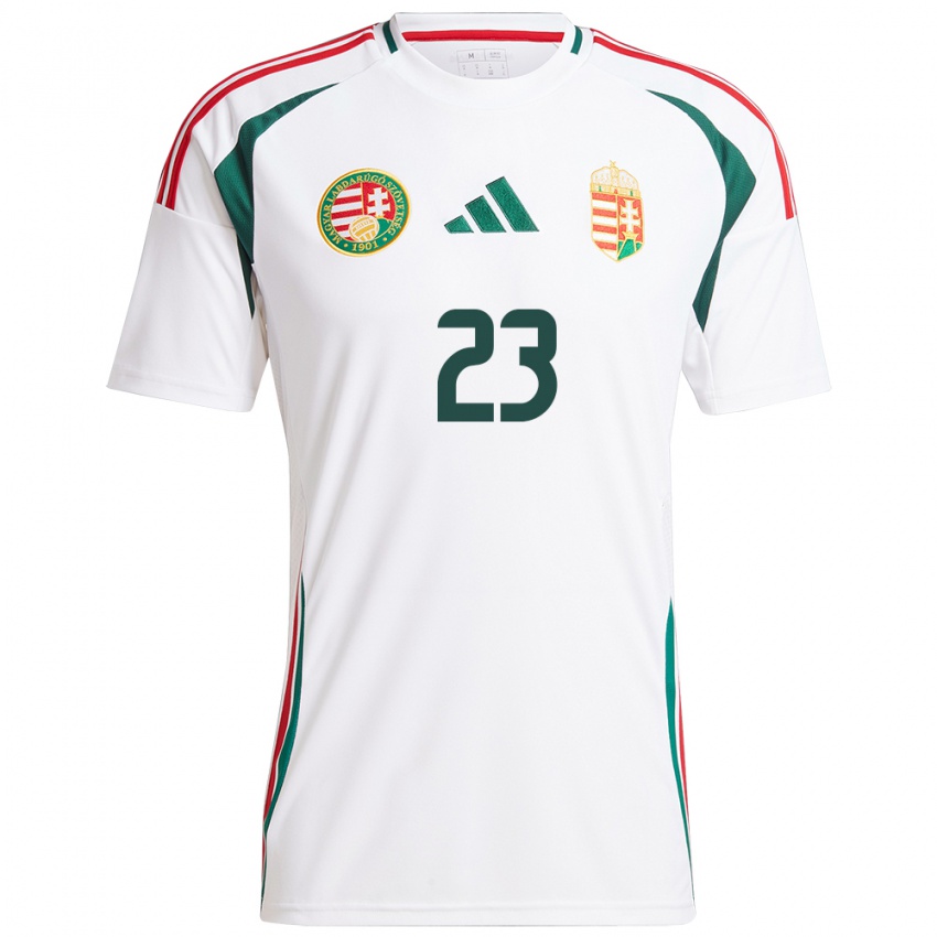 Hombre Camiseta Hungría Luca Papp #23 Blanco 2ª Equipación 24-26 La Camisa Perú