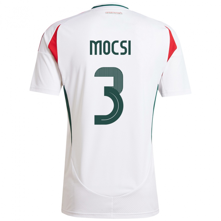 Hombre Camiseta Hungría Attila Mocsi #3 Blanco 2ª Equipación 24-26 La Camisa Perú