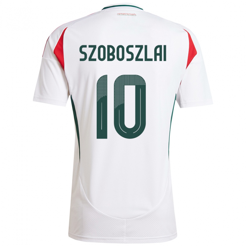 Hombre Camiseta Hungría Dominik Szoboszlai #10 Blanco 2ª Equipación 24-26 La Camisa Perú