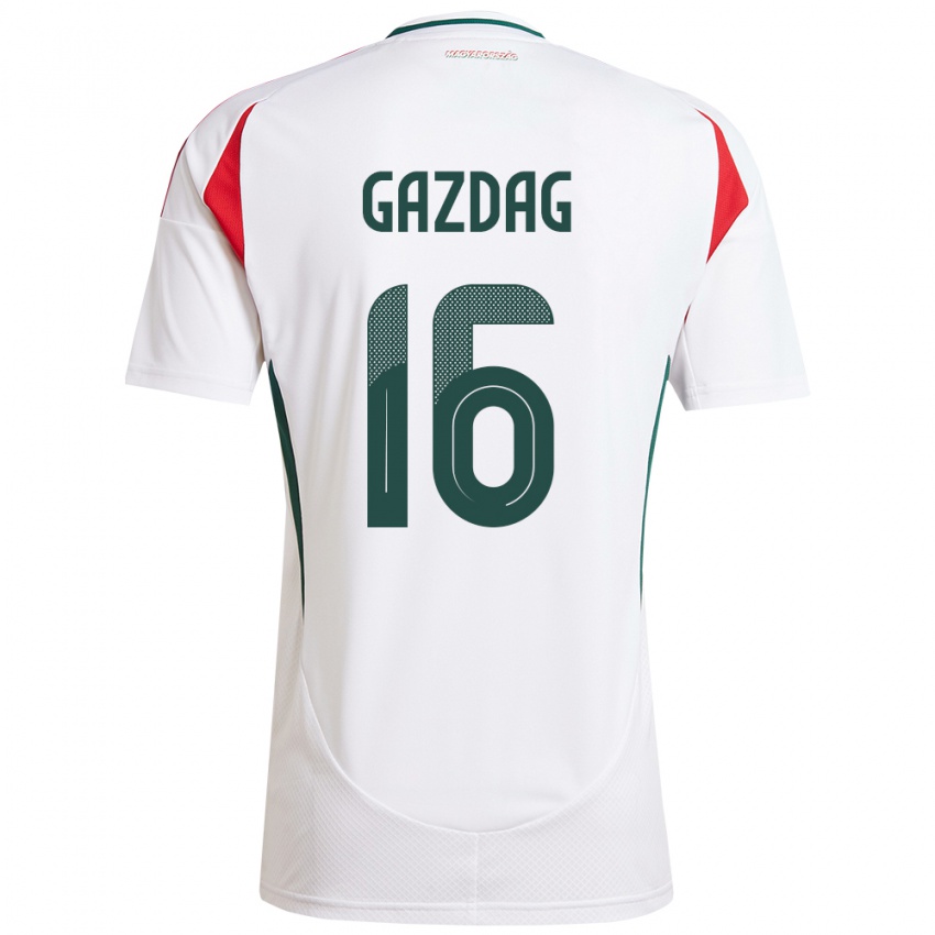 Hombre Camiseta Hungría Dániel Gazdag #16 Blanco 2ª Equipación 24-26 La Camisa Perú
