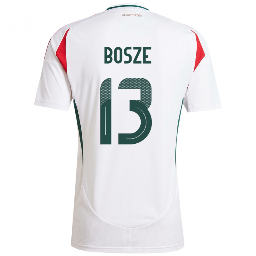 Hombre Camiseta Hungría Levente Bősze #13 Blanco 2ª Equipación 24-26 La Camisa Perú