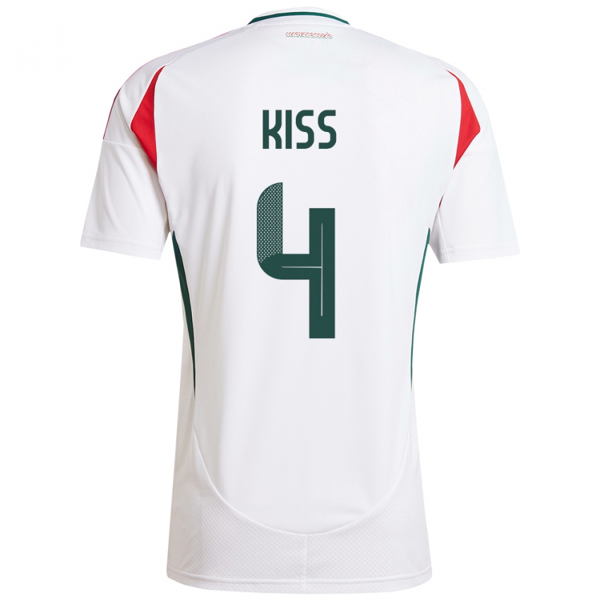 Hombre Camiseta Hungría Bálint Kiss #4 Blanco 2ª Equipación 24-26 La Camisa Perú