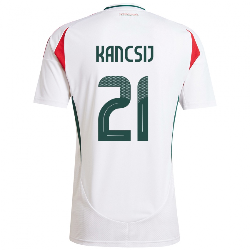 Hombre Camiseta Hungría Artúr Kancsij #21 Blanco 2ª Equipación 24-26 La Camisa Perú