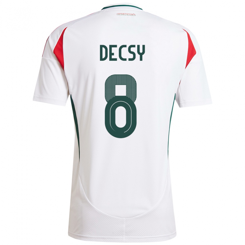 Hombre Camiseta Hungría Ádám Décsy #8 Blanco 2ª Equipación 24-26 La Camisa Perú