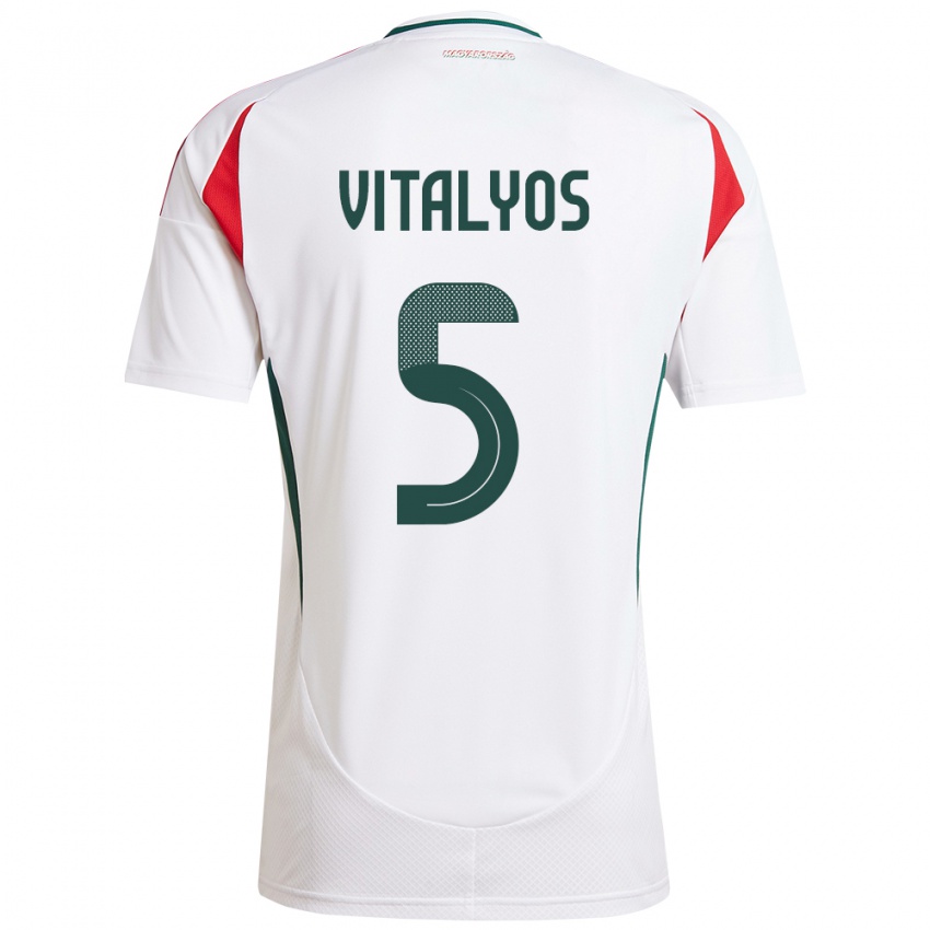 Hombre Camiseta Hungría Viktor Vitályos #5 Blanco 2ª Equipación 24-26 La Camisa Perú
