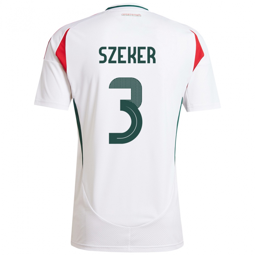 Hombre Camiseta Hungría Botond Szekér #3 Blanco 2ª Equipación 24-26 La Camisa Perú