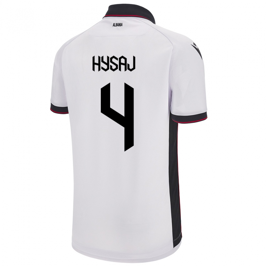 Hombre Camiseta Albania Elseid Hysaj #4 Blanco 2ª Equipación 24-26 La Camisa Perú