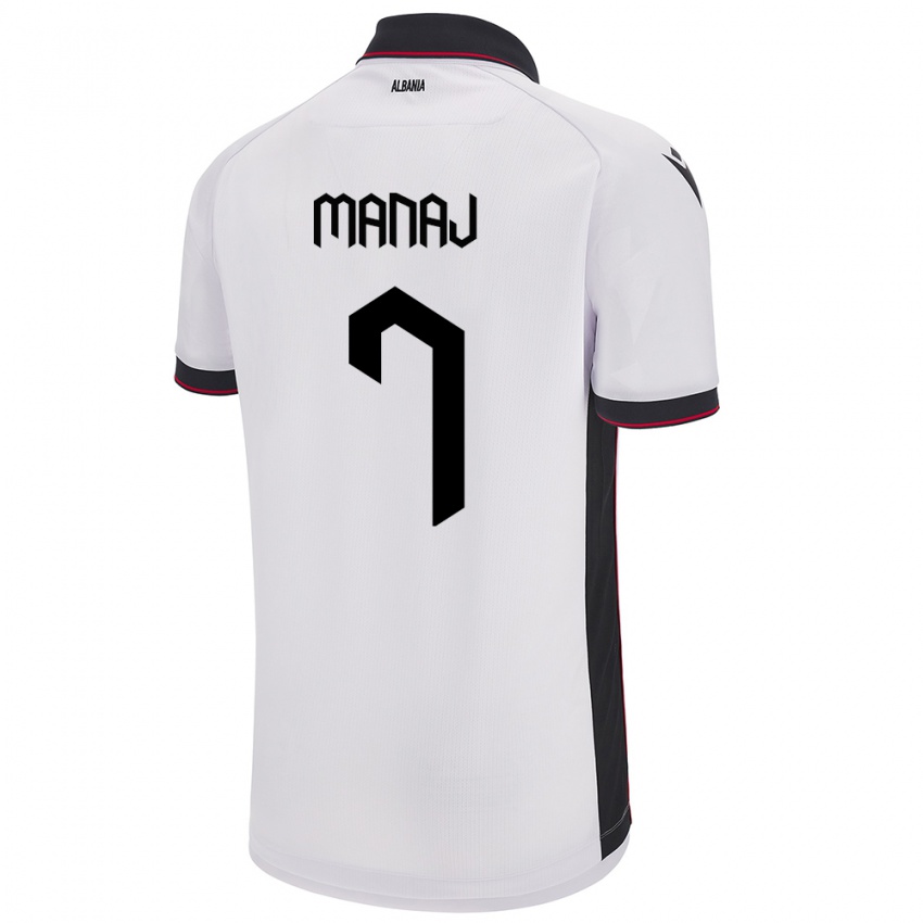 Hombre Camiseta Albania Rey Manaj #7 Blanco 2ª Equipación 24-26 La Camisa Perú