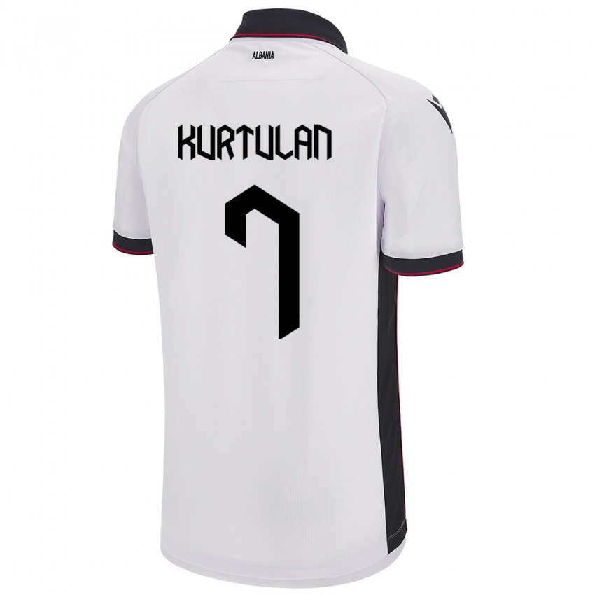 Hombre Camiseta Albania Arda Kurtulan #7 Blanco 2ª Equipación 24-26 La Camisa Perú