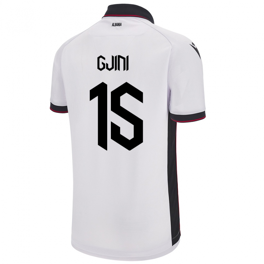 Hombre Camiseta Albania Elmando Gjini #15 Blanco 2ª Equipación 24-26 La Camisa Perú