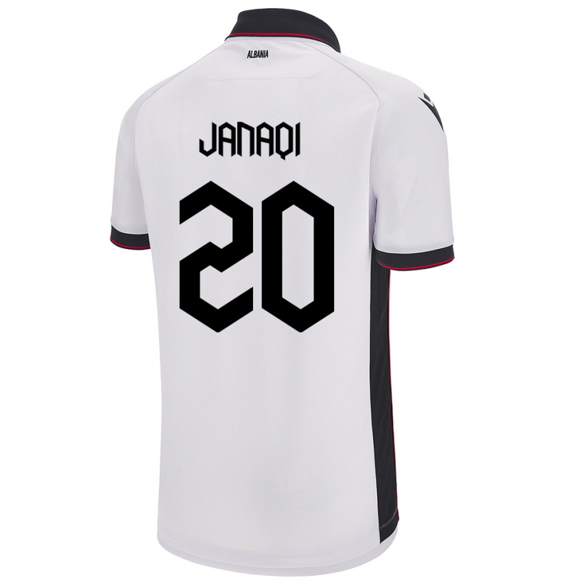 Hombre Camiseta Albania Dejvid Janaqi #20 Blanco 2ª Equipación 24-26 La Camisa Perú