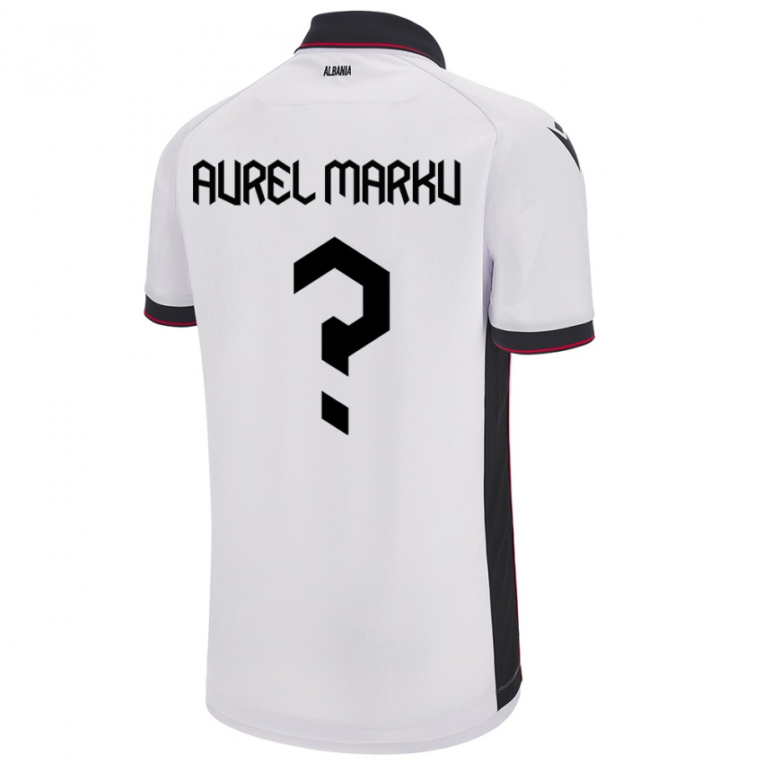 Hombre Camiseta Albania Aurel Marku #0 Blanco 2ª Equipación 24-26 La Camisa Perú