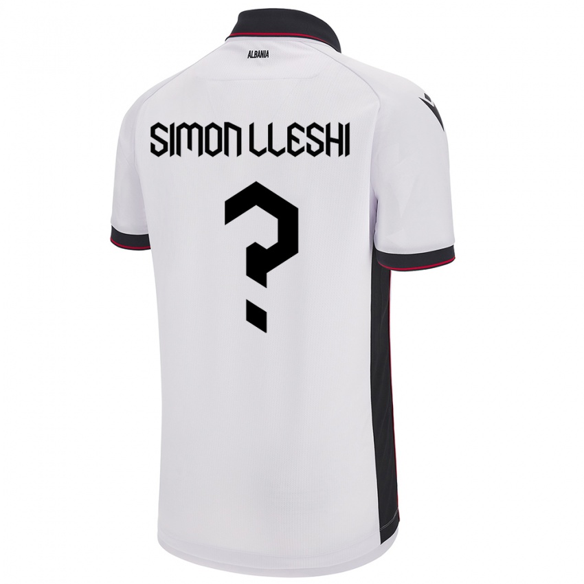 Hombre Camiseta Albania Simon Lleshi #0 Blanco 2ª Equipación 24-26 La Camisa Perú