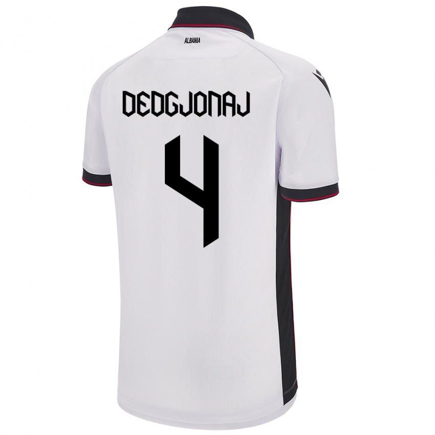 Hombre Camiseta Albania Leonora Dedgjonaj #4 Blanco 2ª Equipación 24-26 La Camisa Perú