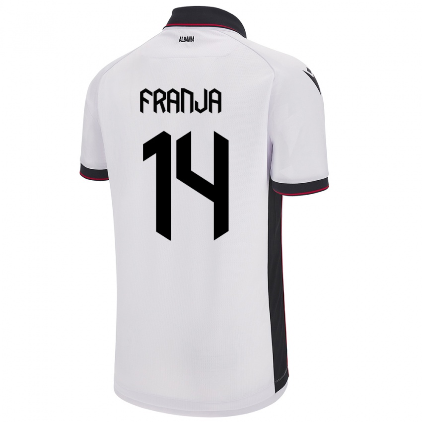 Hombre Camiseta Albania Ezmiralda Franja #14 Blanco 2ª Equipación 24-26 La Camisa Perú