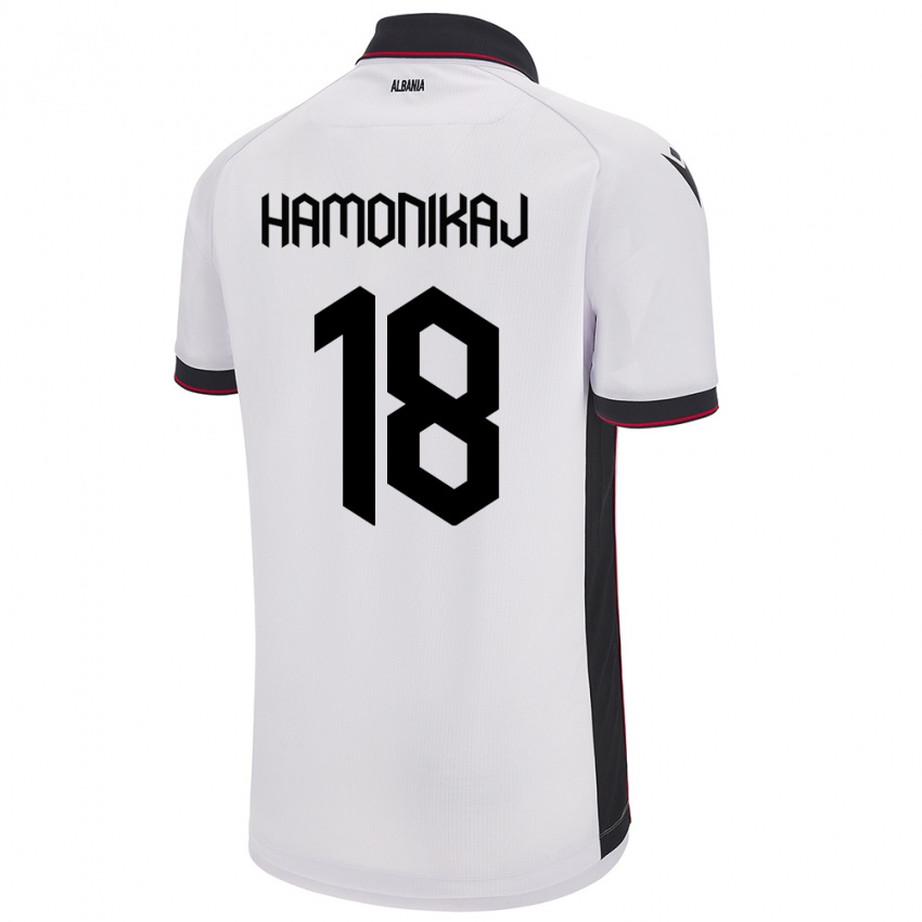 Hombre Camiseta Albania Klea Hamonikaj #18 Blanco 2ª Equipación 24-26 La Camisa Perú