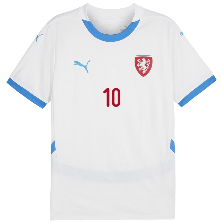 Hombre Camiseta Chequia Lukas Ambros #10 Blanco 2ª Equipación 24-26 La Camisa Perú