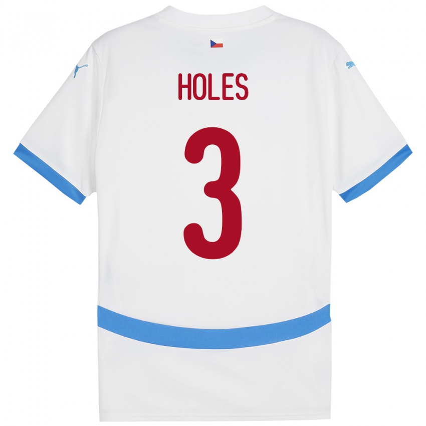 Hombre Camiseta Chequia Tomas Holes #3 Blanco 2ª Equipación 24-26 La Camisa Perú