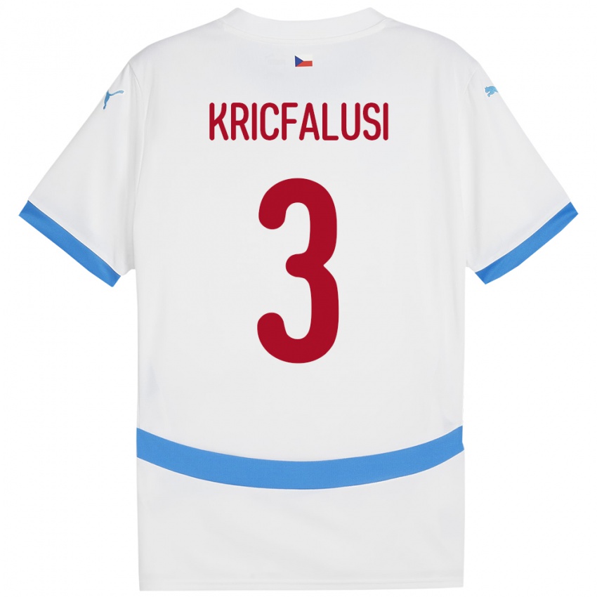 Hombre Camiseta Chequia Ondrej Kricfalusi #3 Blanco 2ª Equipación 24-26 La Camisa Perú