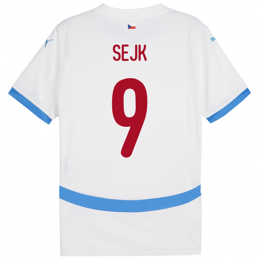 Hombre Camiseta Chequia Vaclav Sejk #9 Blanco 2ª Equipación 24-26 La Camisa Perú