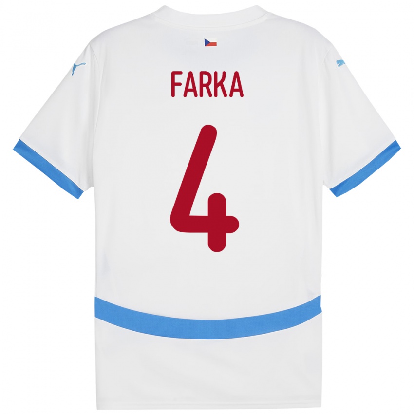 Hombre Camiseta Chequia Dominik Farka #4 Blanco 2ª Equipación 24-26 La Camisa Perú