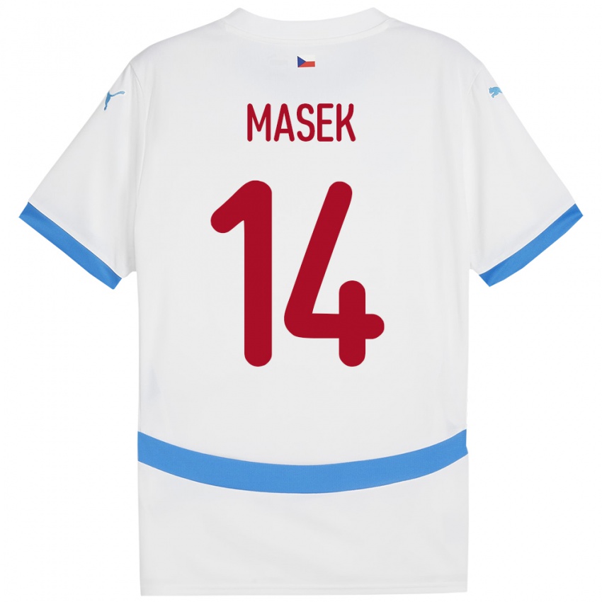 Hombre Camiseta Chequia Lukas Masek #14 Blanco 2ª Equipación 24-26 La Camisa Perú