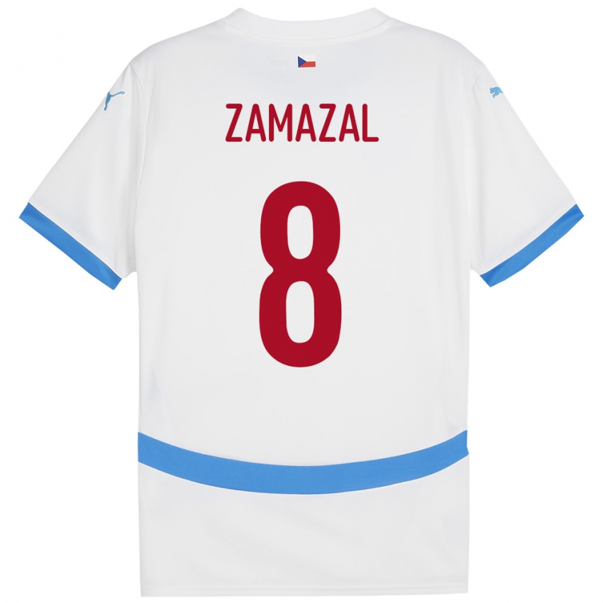 Hombre Camiseta Chequia Denis Zamazal #8 Blanco 2ª Equipación 24-26 La Camisa Perú