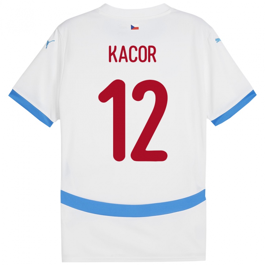 Hombre Camiseta Chequia Pavel Kacor #12 Blanco 2ª Equipación 24-26 La Camisa Perú