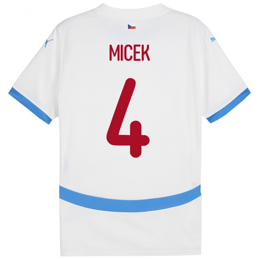 Hombre Camiseta Chequia Jiri Micek #4 Blanco 2ª Equipación 24-26 La Camisa Perú