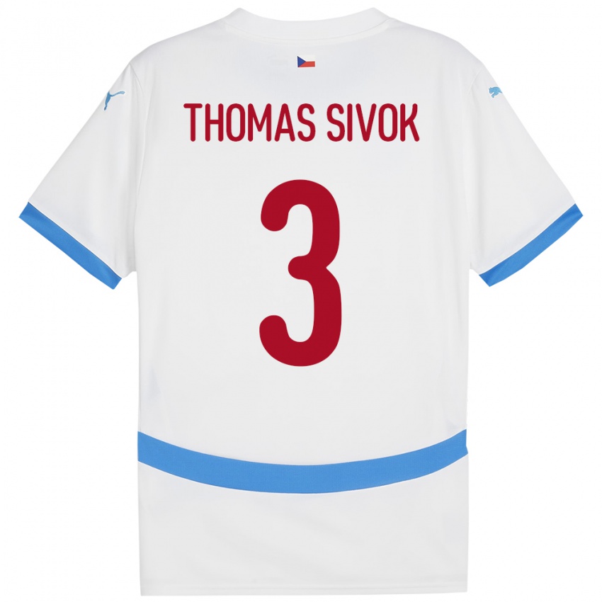 Hombre Camiseta Chequia Andre Thomas Sivok #3 Blanco 2ª Equipación 24-26 La Camisa Perú