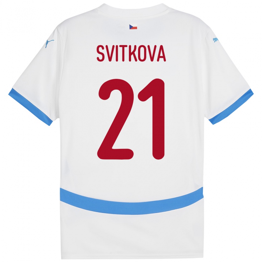 Hombre Camiseta Chequia Kateřina Svitková #21 Blanco 2ª Equipación 24-26 La Camisa Perú