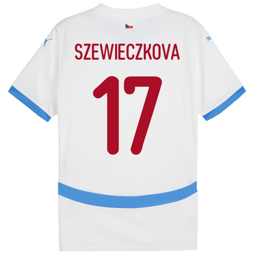 Hombre Camiseta Chequia Tereza Szewieczková #17 Blanco 2ª Equipación 24-26 La Camisa Perú