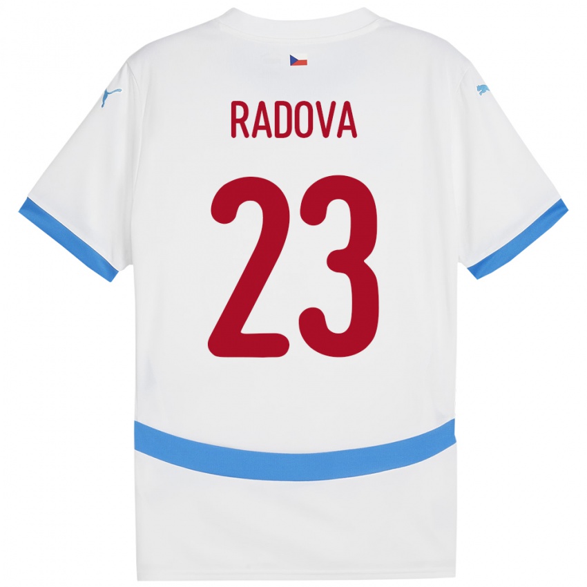 Hombre Camiseta Chequia Michaela Radová #23 Blanco 2ª Equipación 24-26 La Camisa Perú