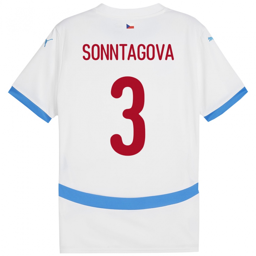 Hombre Camiseta Chequia Eliška Sonntagová #3 Blanco 2ª Equipación 24-26 La Camisa Perú