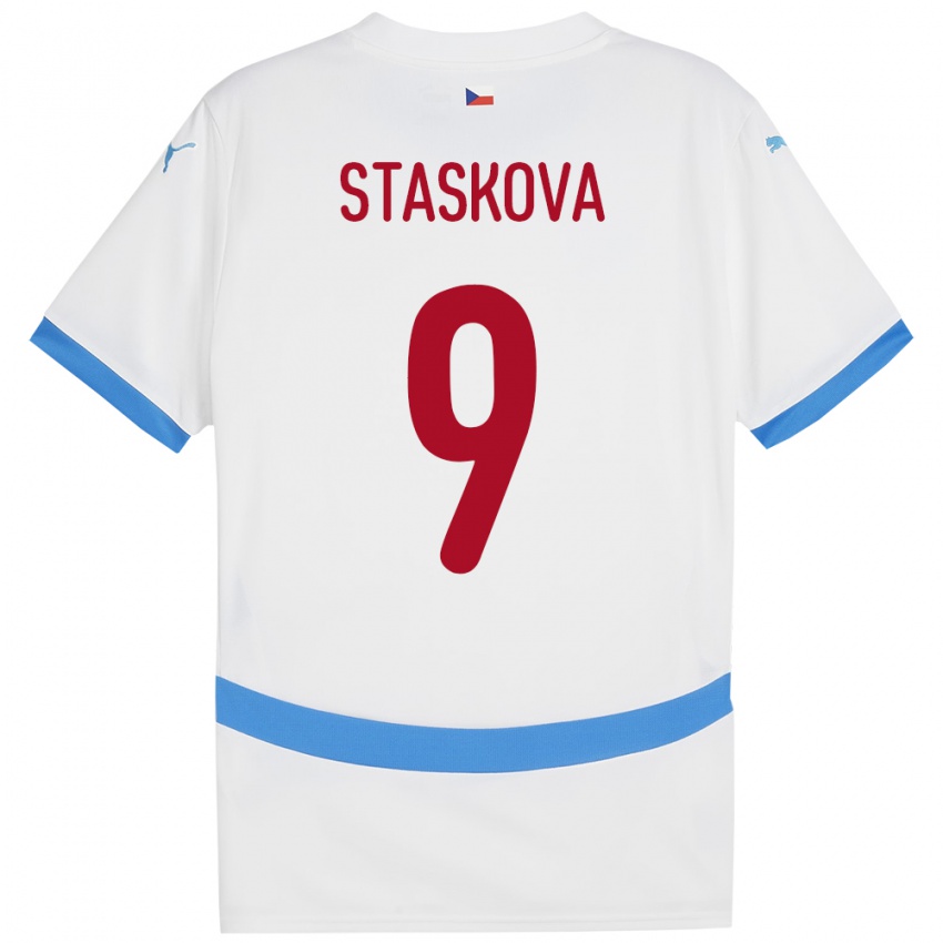 Hombre Camiseta Chequia Andrea Stašková #9 Blanco 2ª Equipación 24-26 La Camisa Perú